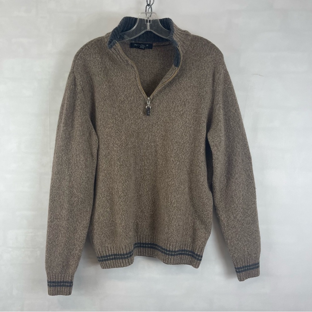 Paolo Mondo Made in Italy Wool Blend 1/4‎ Zip Sweater Men’s XL Brown